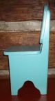 Antique Vintage Child ' S Wooden Chair Handmade Painted Vintage Teal From Estate Unknown photo 1