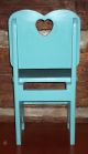 Antique Vintage Child ' S Wooden Chair Handmade Painted Vintage Teal From Estate Unknown photo 2
