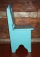 Antique Vintage Child ' S Wooden Chair Handmade Painted Vintage Teal From Estate Unknown photo 3