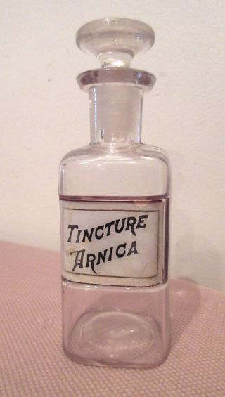 1889 Antique Handmade Tincture Arnica Apothecary Medical Glass Jar Poison Bottle photo