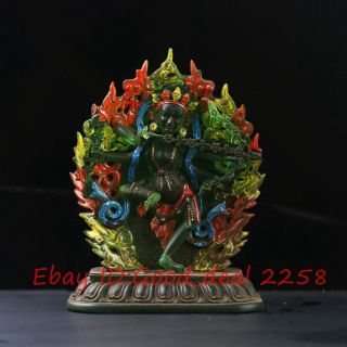 Chinese Colorful Glazed Hand - Carved Tibetan Buddha Statue Xz476 photo