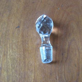 Antique Faceted Top Clear Glass Apothecary Or Decanter Bottle Stopper photo