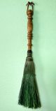 Vintage Wood Hearth Broom Handmade Green Straw Witch England Fireplace Usa Hearth Ware photo 3