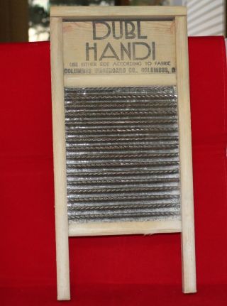 Dubl Handi Washboard 2 Side Vintage Early 1900s Wood & Metal Authentic Columbus photo