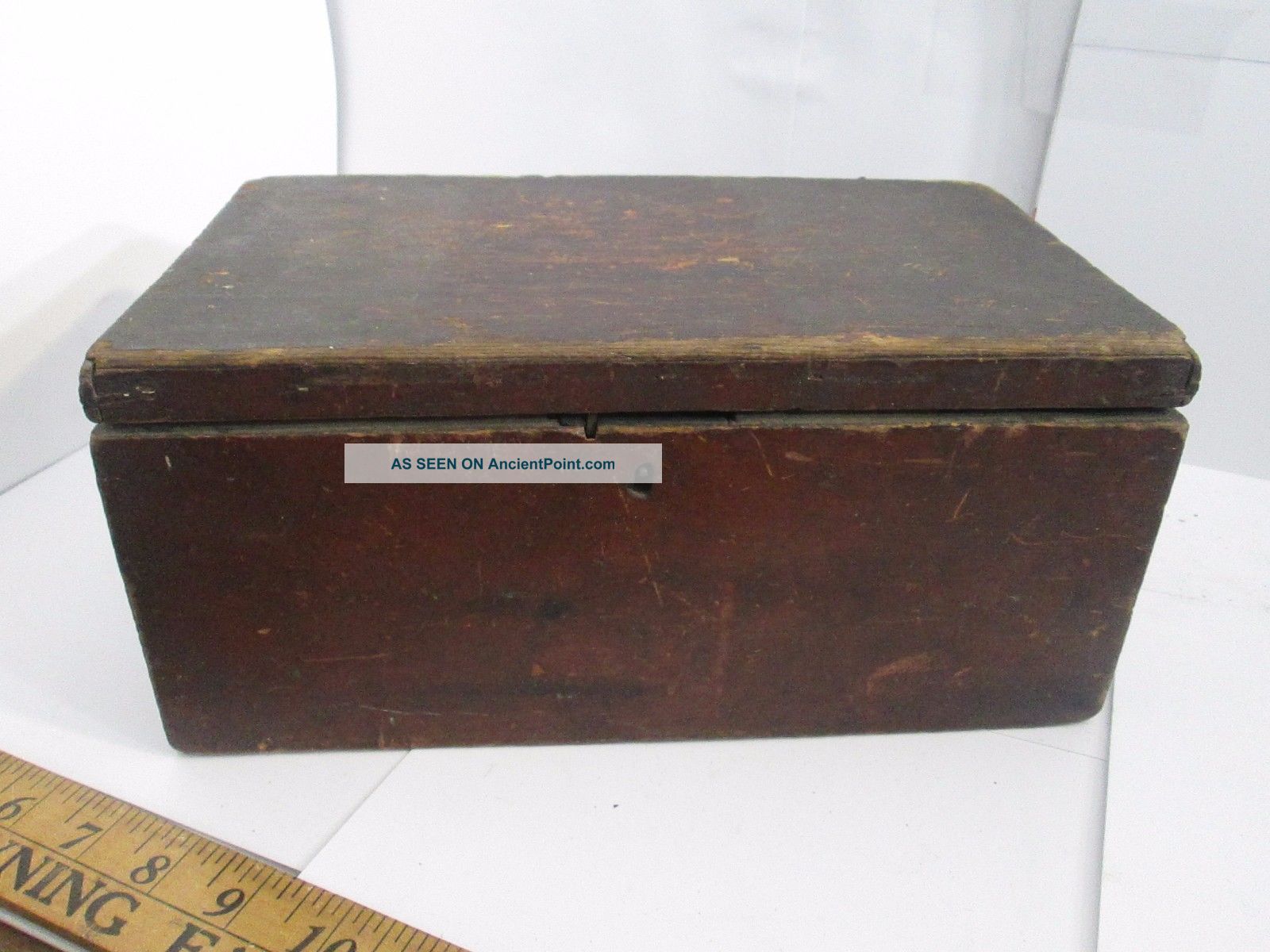 Primitive Antique Red Wooden Document Or Storage Box Primitives photo