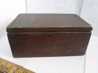Primitive Antique Red Wooden Document Or Storage Box photo