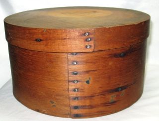 Antique Bent Wood American England Round Pantry Box,  Primitive photo