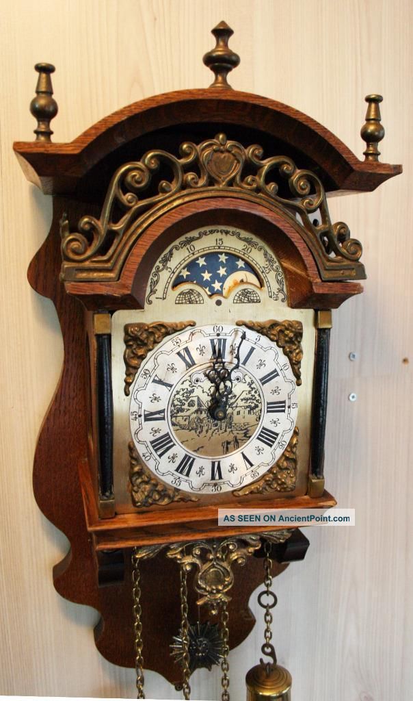 Hermle Sallander Dutch Zaanse Wall Clock Moonphase Cuppercarved Dial Sa 18 Clocks photo