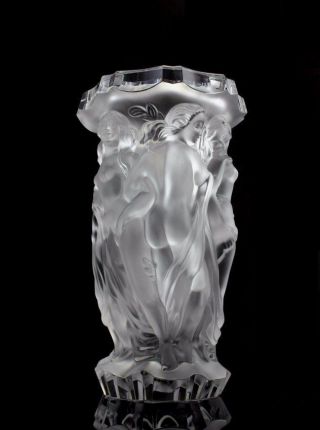 Glamorous Art Deco / Bohemian Bacchantes Glass Large Vase photo