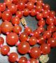 Vintage Chinese Cherry Red Carnelian Agate 14 Mm Bead Hand Knotted Necklace Necklaces & Pendants photo 9