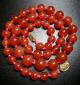Vintage Chinese Cherry Red Carnelian Agate 14 Mm Bead Hand Knotted Necklace Necklaces & Pendants photo 2