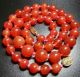 Vintage Chinese Cherry Red Carnelian Agate 14 Mm Bead Hand Knotted Necklace Necklaces & Pendants photo 8