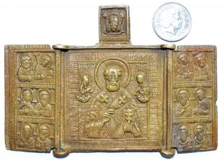 Post Medieval Bronze Icon St Nicholas - Altar - Historic Gift - St72 photo