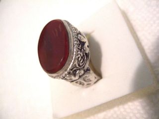 Vintage Islamic Middle Eastern Tribal Ethnic Big Red Agate Ring خاتم اسلامي photo