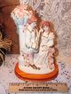 Vintage Courting Couple Statue Seeme Figurine Porcelain Bisque W/ Wood Base Figurines photo 4