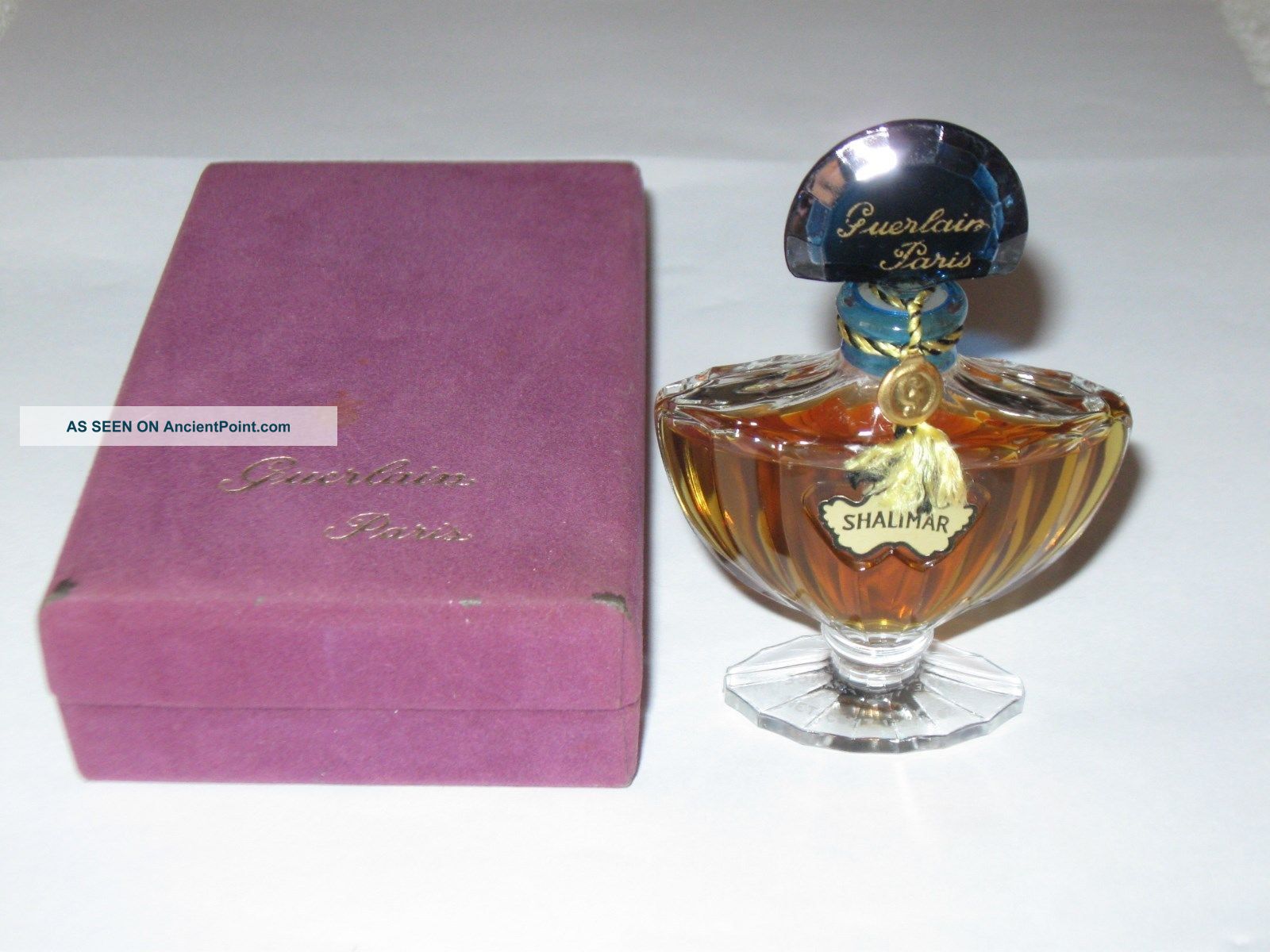 Vintage Guerlain Shalimar Perfume Bottle/purple Box 1/2 Oz - - 3/4 Full Perfume Bottles photo