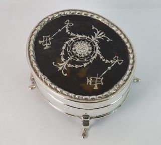 Stunning William Comyns 1913 Faux Tortoiseshell & Silver Jewellery Box photo