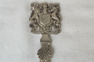 A Stunning Solid Sterling Silver Letter Opener Royal Coat Of Arms Uk Dates 1977. photo