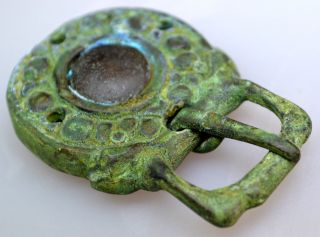 Late Byzantine Middle Ages Belt Buckle With Stone photo