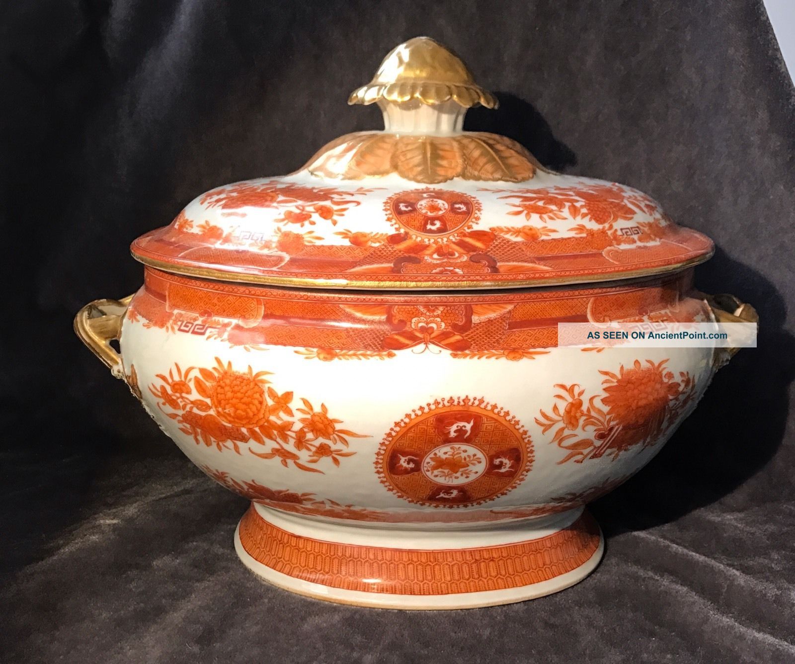Rare Antique Chinese Export Orange Fitzhugh Tureen Tureens photo