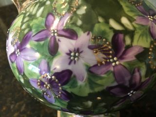 Antique Victorian Vase/pitcher W/ Delicate Handpainted Floral Design On Pedestal photo