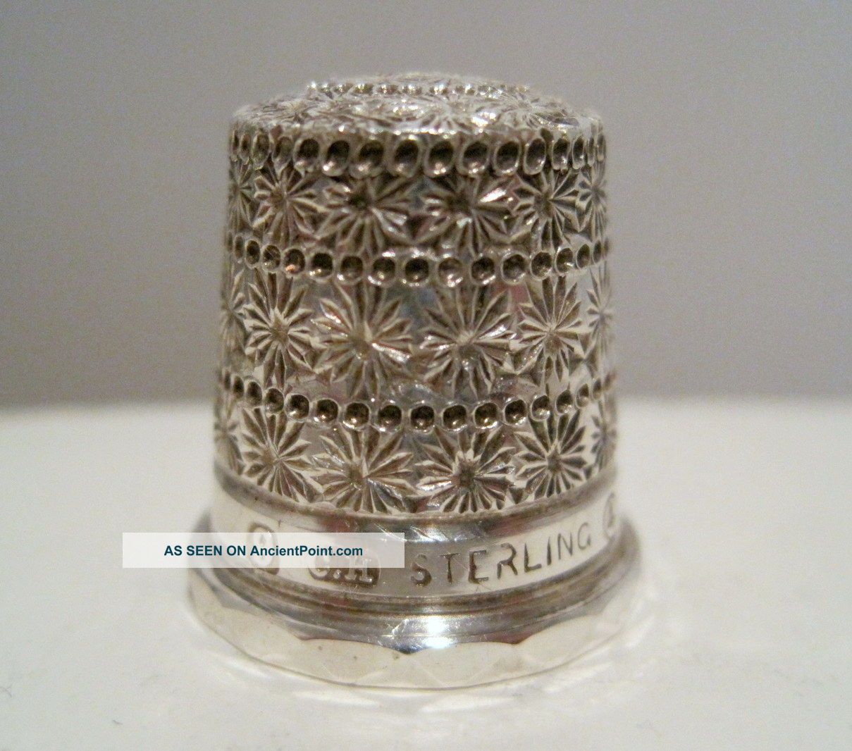 Rare Charles Horner 9 Sterling Silver Triple Daisy Band Tall Hat Thimble C1910 Thimbles photo