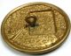 Antique Stamped Brass Button Japanese Man W Fan Background 1 & 7/16 