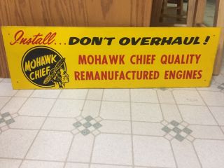 Vintage Mohawk Chief Engine Sign,  Vintage Masonite Sign?vintage Non Metal Sign photo
