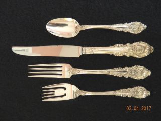 Wallace Sterling 4 Pc Place Setting - Sir Christopher Pattern - 1936 - No Mono photo