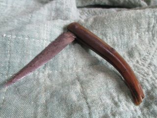 Artifact 2 Of 4 Early Very Well - Made Folding Knife Made From Animal Horn photo