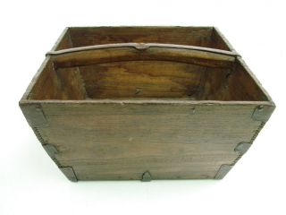Antique Vintage Wooden Asian Chinese Rice Bucket Basket Measurement Dovetailed photo