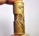 Stunning Unique Old Intaglio Bactrian Calinder Seal Stone Bead Carving 43x16mm Near Eastern photo 1