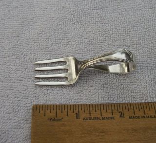 Tiny Webster Sterling Loop Handle Baby Fork - 2 1/2 Inch - Plain Pattern - No Mono photo