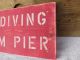 18 Inch Wood No Diving From Pier Hand Made Sign Nautical Seafood (s445) Plaques & Signs photo 1