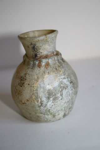 Ancient Roman Glass Flask 2/3rd Century Ad photo