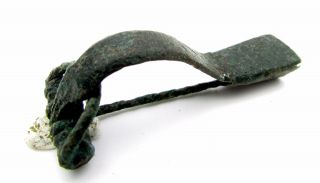 Roman Bronze Bow Type Brooch/fibula - Ancient Historic Artifact - C942 photo