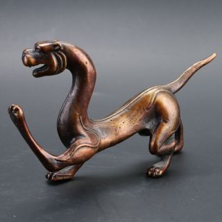 Antique Chinese Bronze Statue Hand - Carved - - - Chilong Dragon photo