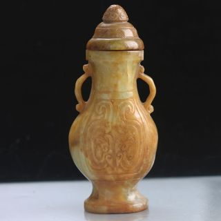 Chinese Old Xiu Jade Hand Carved Ancient Pattern Vase Rm0090 photo