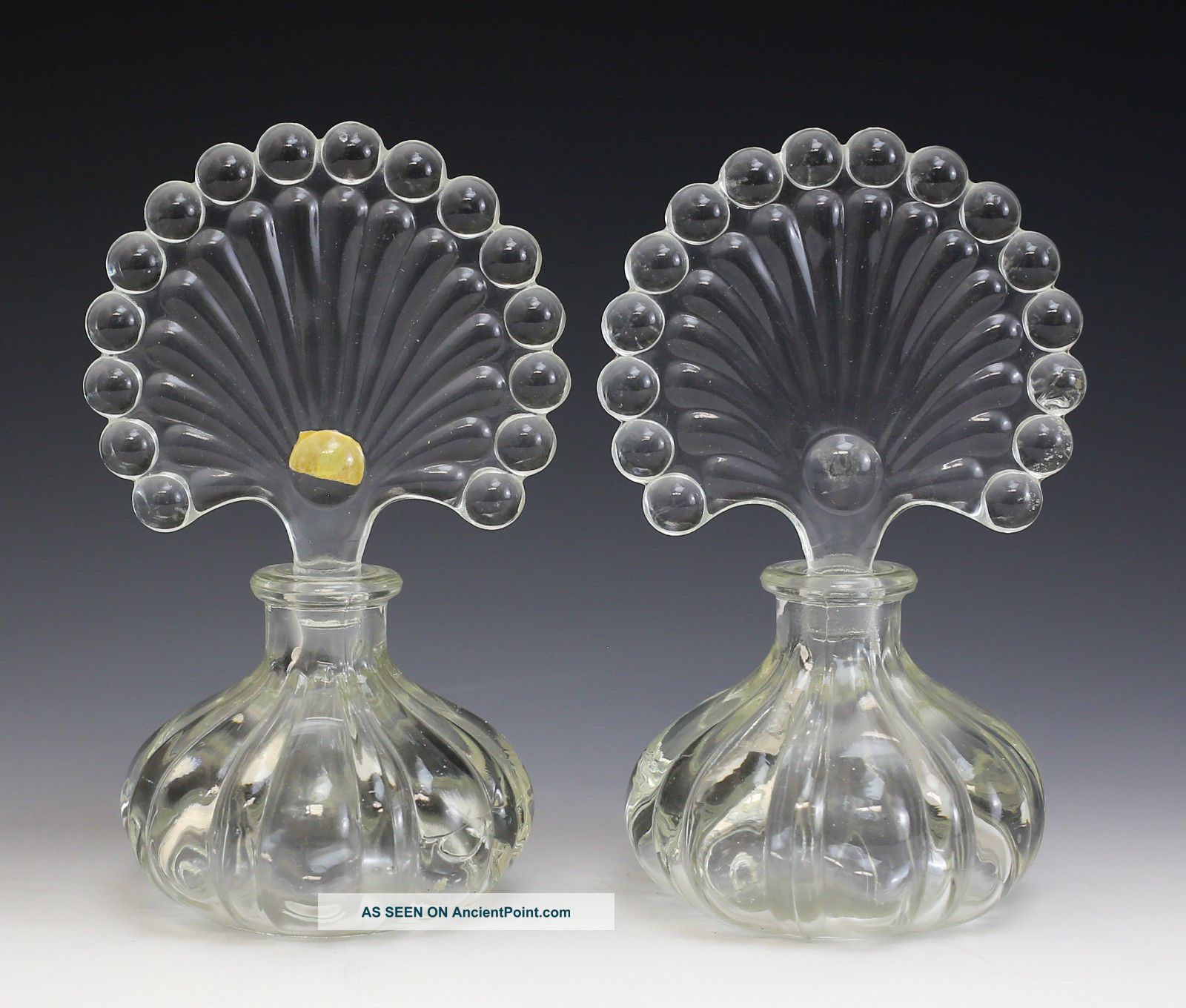 Continental Crystal Perfume Bottles,  Vintage Fluted Fan Form Design Perfume Bottles photo