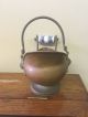 Small Copper Coal Ash Fireplace Bucket Scuttle Blue & White Handle Lion Accents Hearth Ware photo 4