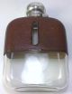 Antique Hallmarked Silver Plate & Leather Clad 110ml (4 Fl Oz) Hip Flask – C1920 Other Antique Silverplate photo 2