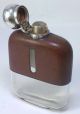 Antique Hallmarked Silver Plate & Leather Clad 110ml (4 Fl Oz) Hip Flask – C1920 Other Antique Silverplate photo 7