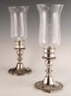 1950s - 60s Gorham Ornate Pair Silver Sp Etched Art Glass Hurricane Candle Holders Candlesticks & Candelabra photo 1