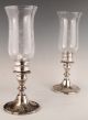 1950s - 60s Gorham Ornate Pair Silver Sp Etched Art Glass Hurricane Candle Holders Candlesticks & Candelabra photo 2