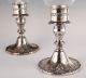 1950s - 60s Gorham Ornate Pair Silver Sp Etched Art Glass Hurricane Candle Holders Candlesticks & Candelabra photo 3