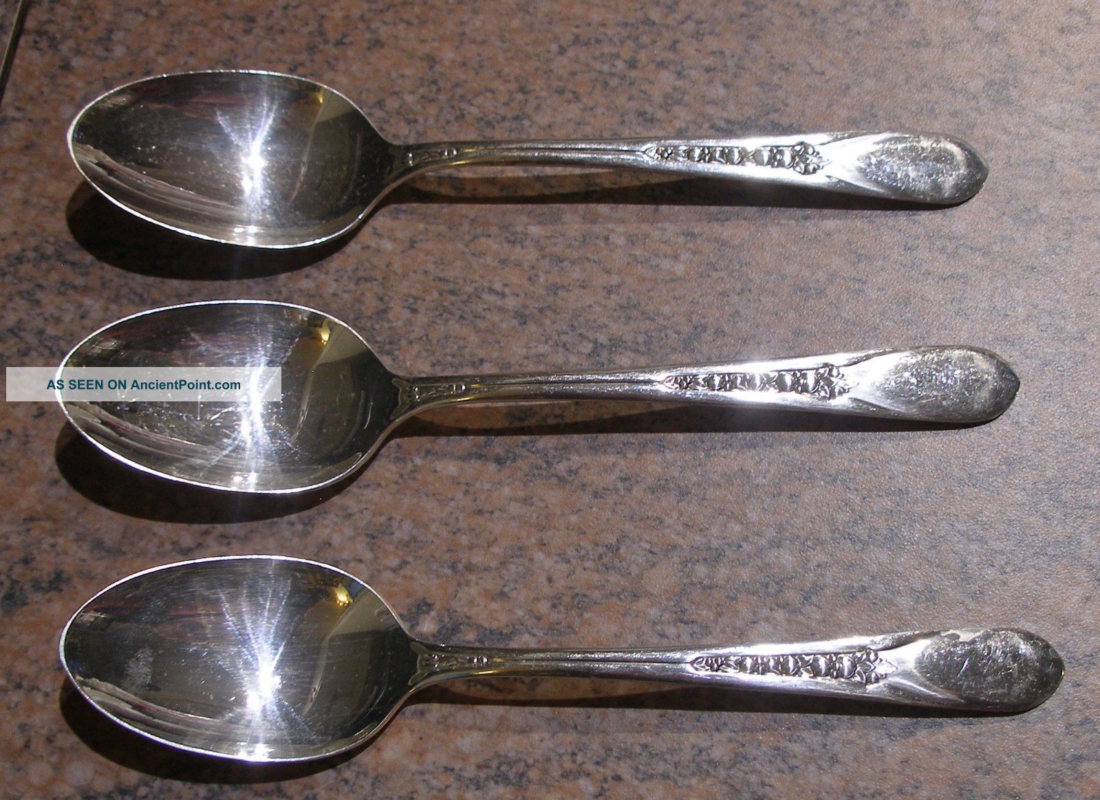 3 Priscilla Aka Lady Ann - Wm Rogers Mfg Co - Oval Soup Spoons - Rogers Flatware & Silverware photo