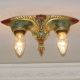 107b Vintage 10 ' S 20 ' S Art Nouveau Ceiling Light Fixture Polychrome Sconce ? Chandeliers, Fixtures, Sconces photo 1