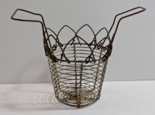 Child ' S Old Wire 1 Egg Storage Basket Folding Handles Metal Toy Play Carrier photo