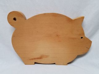 Vintage Wooden Wood Pig Cutting Or Bread Board Curl Tail photo