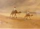 Signed Art Deco Egyptian Moroccan Desert Camels Pyramids Watercolor Painting Egyptian photo 1